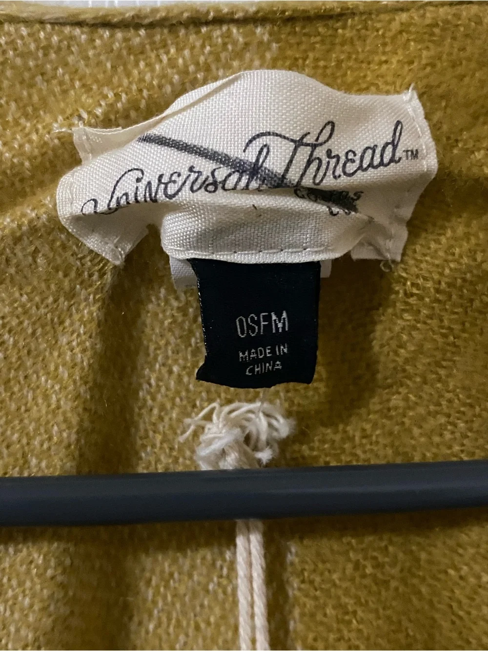 Universal Thread Ruana Colorblock Fringe Poncho | OSFM | Mustard & Cream NWT
